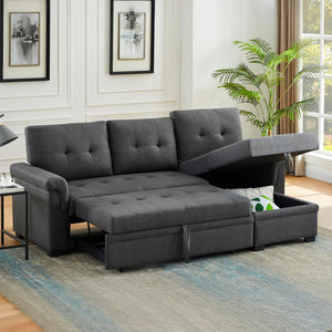 Convertible L-Shaped Sectional Sleeper Sofa with Storage Chaise