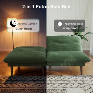 75 Inch Convertible Futon Sofa Bed with Adjustable Backrest