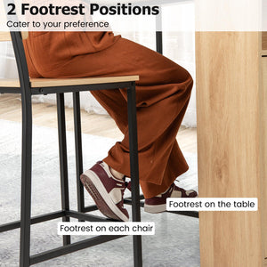 3-Piece Counter Height Bar Table Set with Storage