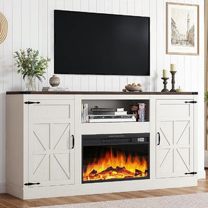 66" Farmhouse Fireplace TV Stand for 75" TVs