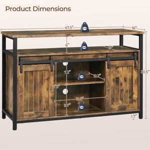Barn Door TV Stand with Adjustable Shelves