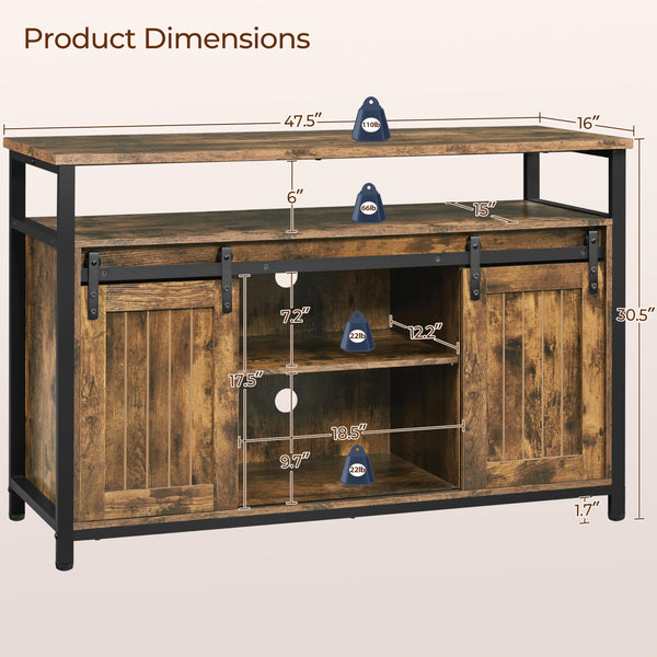Barn Door TV Stand with Adjustable Shelves