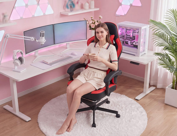 Ergonomic Gaming Chair with Footrest & Lumbar Support