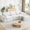 120" Modular Sectional Sofa with Ottoman & Teddy Upholstery