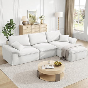 120" Modular Sectional Sofa with Ottoman & Teddy Upholstery