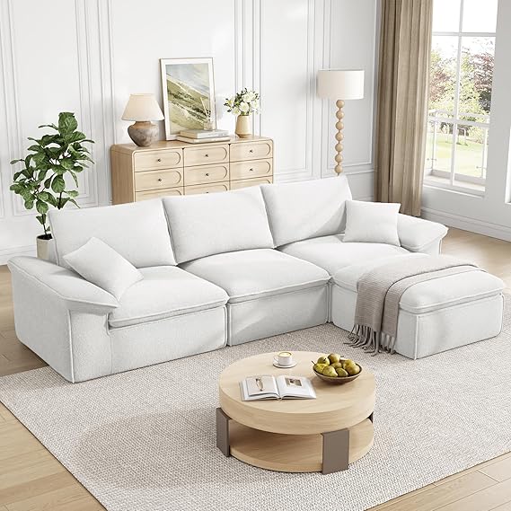 120" Modular Sectional Sofa with Ottoman – Deep Seat Cloud Couch