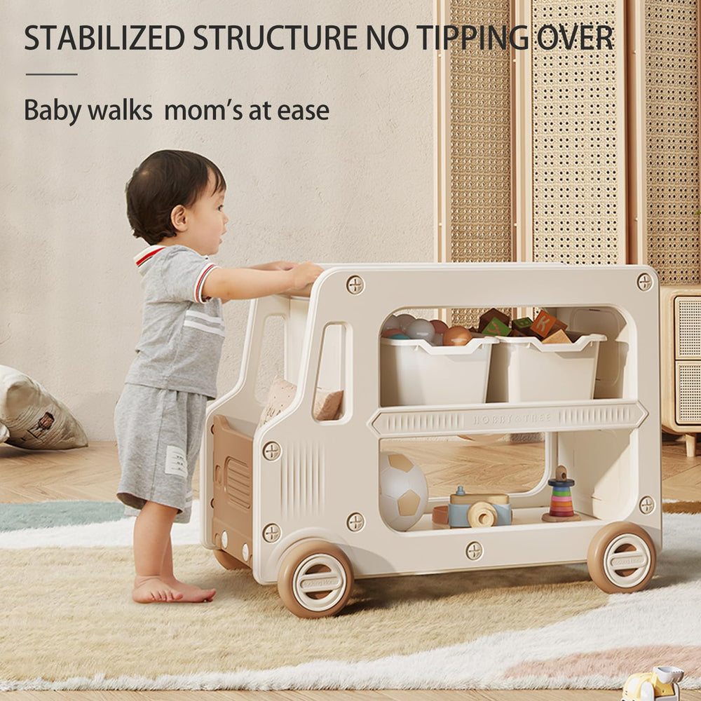 Kids Toy Storage Organizer with Bins & Bookshelf, 2-Layer Cabinet