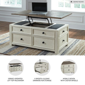 Lift-Top Coffee Table with Storage – Rustic Farmhouse Two-Tone