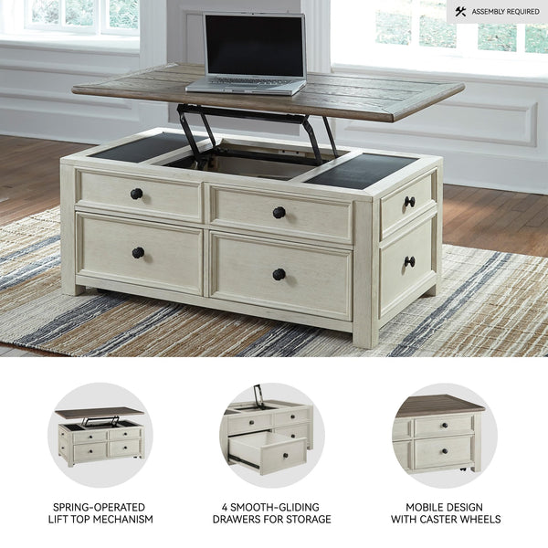 Lift-Top Coffee Table with Storage – Rustic Farmhouse Two-Tone
