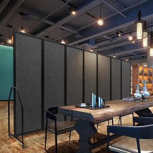 7-Panel Foldable Room Divider Privacy Screen with Wheels