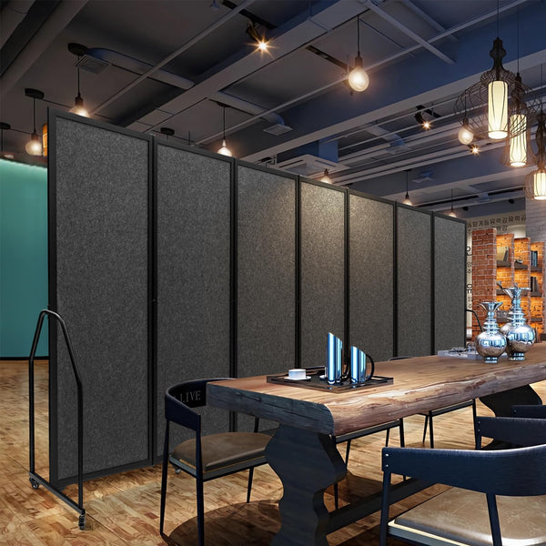 7-Panel Foldable Room Divider Privacy Screen with Wheels
