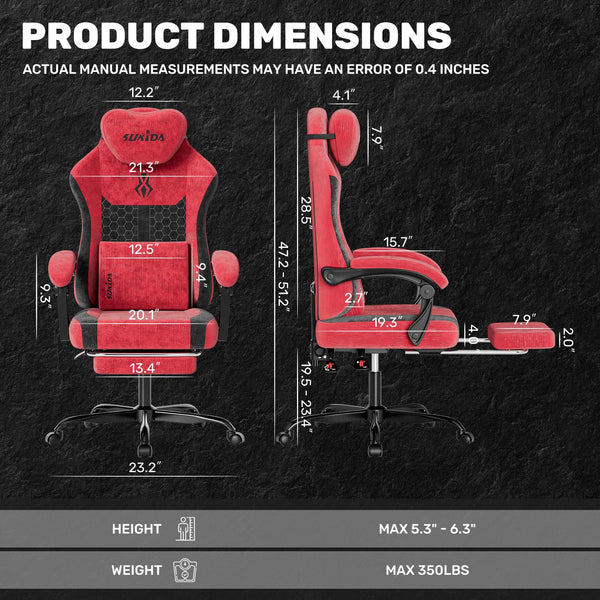 Ergonomic High-Back Gaming Chair with Massage Lumbar Support & Footrest