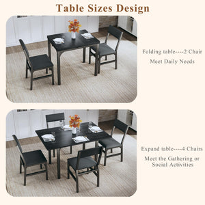 Extendable Dining Table Set for 4 with Upholstered Chairs