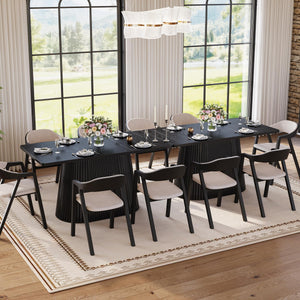59" Farmhouse Dining Table with Metal Pedestal Base — Seats 4–6