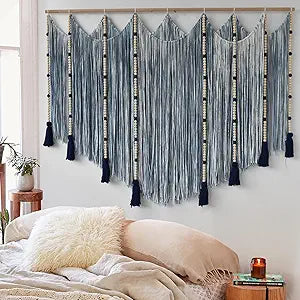 Large Boho Macrame Wall Hanging – Sunset Dip Dye Cotton Tapestry