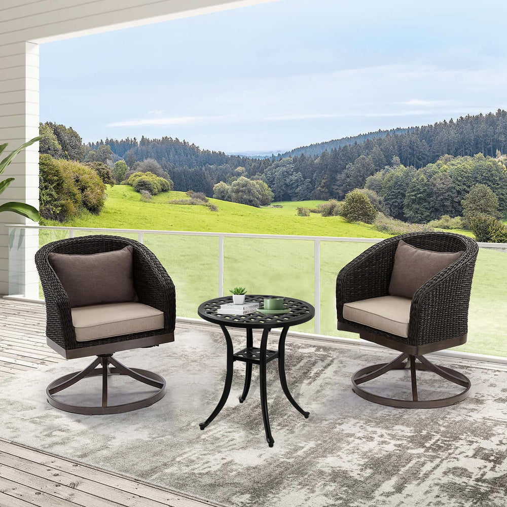 Cast Aluminum Round Outdoor Side Table Set of 2
