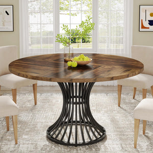 47-Inch Round Dining Table with Metal Base