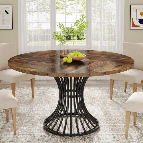 47-Inch Round Dining Table with Metal Base