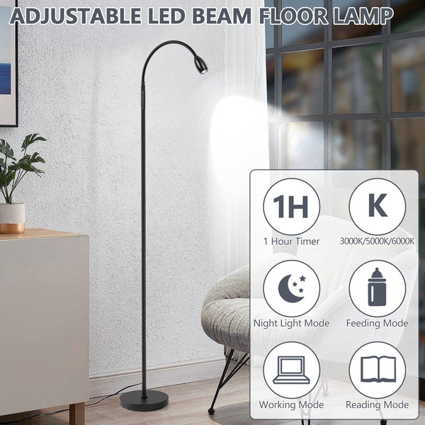 Gooseneck LED Floor Lamp with Remote & Touch Control