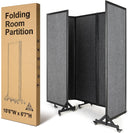5-Panel Folding Room Divider with Wheels – 10'6"W x 6'7"H