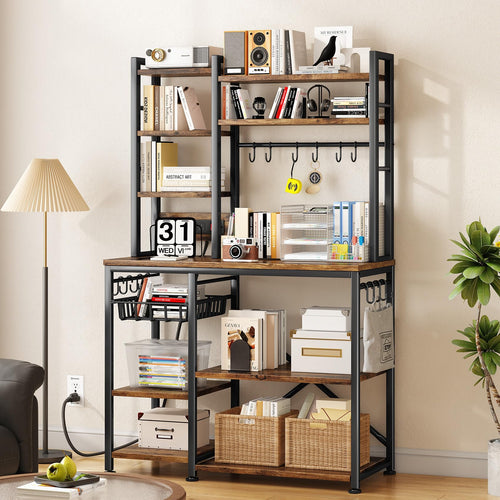Baker's Rack with Power Outlet and Microwave Stand