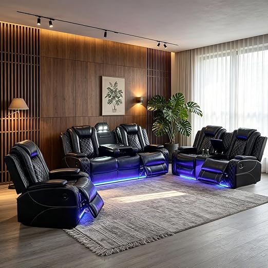 Power Reclining Sectional Sofa Set with USB Charging