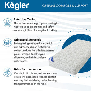 Innerspring Hybrid Semi-Truck Mattress 42x80 – 7" Pillow Top Foam & Coil Sleeper Cab Bed