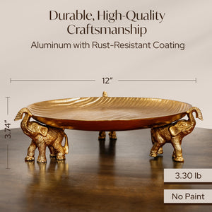 Round Decorative Tray with Elephant Base