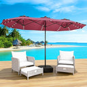 Large Rectangular Patio Umbrella with Base & LED Lights