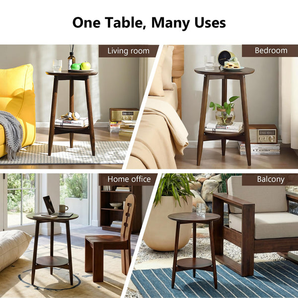 Two-Tier Solid Wood Side Table