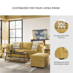 Modern Upholstered 3-Seat Sofa with Accent & Bolster Pillows – Yellow