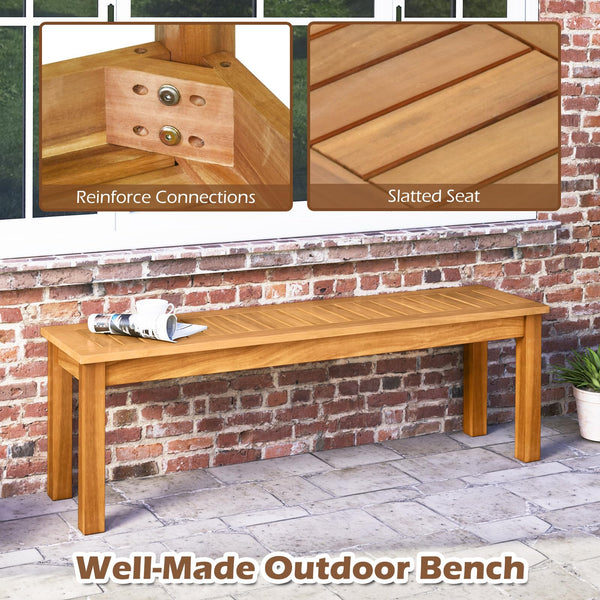 Acacia Wood Outdoor Bench Set of 2 – Slatted Seat, 794 LB Capacity