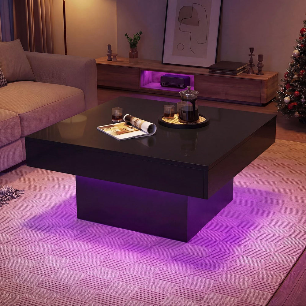 Square LED Coffee Table with Remote
