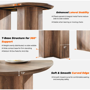 63-Inch Oval Dining Table for 4-6 | Wood-Grain Top & Metal T-Base