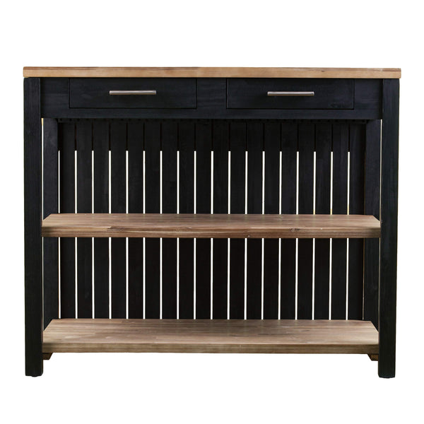 Expandable Freestanding Kitchen Island – Black & Natural