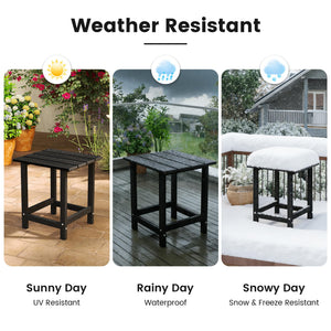 Kromax Outdoor Side Table, Adirondack Square Patio Table, Easy Maintenance & Weather Resistant, HDPE End Table for Backyard, Pool, Patio, Porch, Black