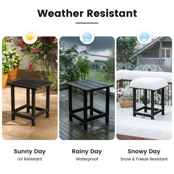 Kromax Outdoor Side Table, Adirondack Square Patio Table, Easy Maintenance & Weather Resistant, HDPE End Table for Backyard, Pool, Patio, Porch, Black