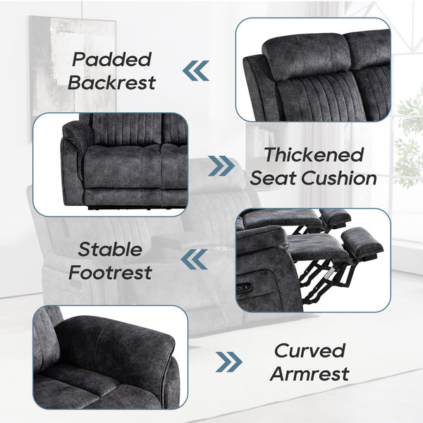 Power Reclining Sofa & Loveseat Set with USB Port, Console & Cup Holders