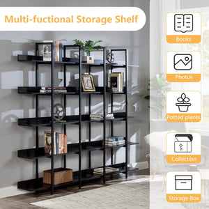 Triple Wide 5-Tier Industrial Bookshelf