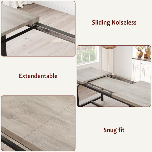 Extendable Dining Table Set with 2 Upholstered Benches – Seats 4 to 8