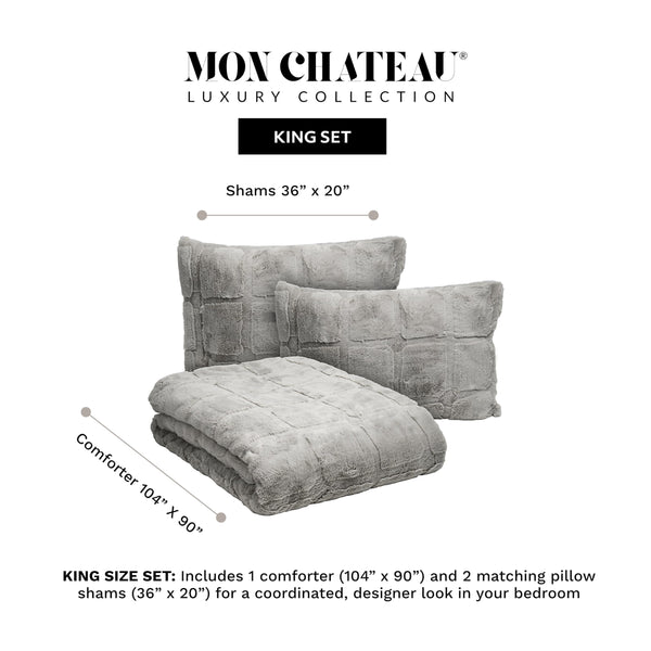 3D Faux Fur Comforter Set with Shams – Queen & King