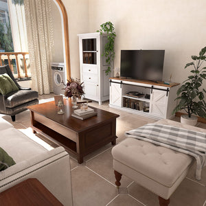 TV Stand with Sliding Barn Doors & Storage Cabinets – 58" & 65"