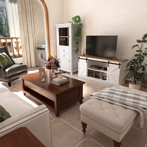TV Stand with Sliding Barn Doors & Storage Cabinets – 58" & 65"