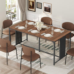 63" Industrial Dining Table for 6-8 with Metal Legs and Adjustable Feet