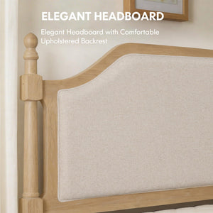 Queen Size Platform Bed Frame with Upholstered Headboard