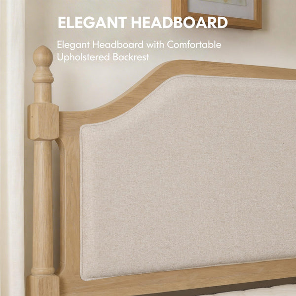 Queen Size Platform Bed Frame with Upholstered Headboard