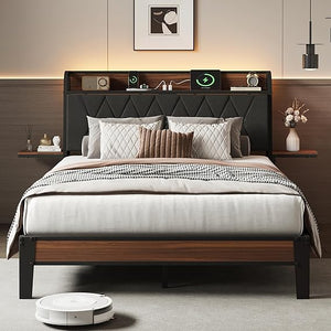 Platform Bed Frame with Storage Drawers & LED Lights