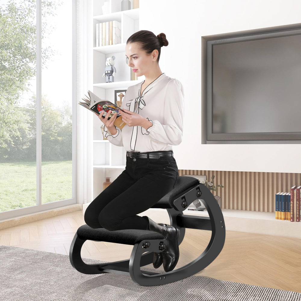 Adjustable Ergonomic Kneeling Chair – Rocking Posture Stool with Solid Wood Frame