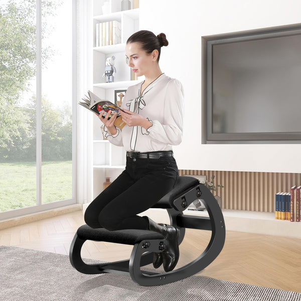 Adjustable Ergonomic Kneeling Chair – Rocking Posture Stool with Solid Wood Frame