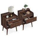 Nightstand Set of 2 with Hidden Drawer & Solid Wood Legs